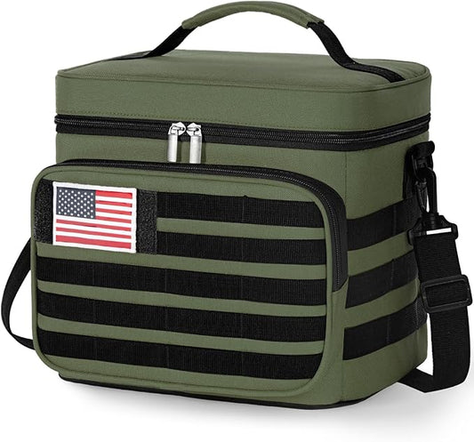 Lifewit Tactical Lunch Box for Men, Leakproof Insulated Large Lunch Cooler with MOLLE Webbing and Shoulder Straps, Heavy Duty Lunch Bag for Men Work Camping Picnic, 13L Green
