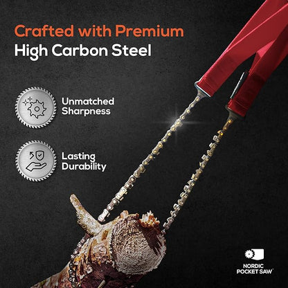 25.6" or 36" Pocket Chainsaw with Handles in 3 Color Variations - Manual Chain Saw for Outdoor & Trail Builders - Pocket Chain Saw Suurvival - Commando Saw - Emergency Saw Chain