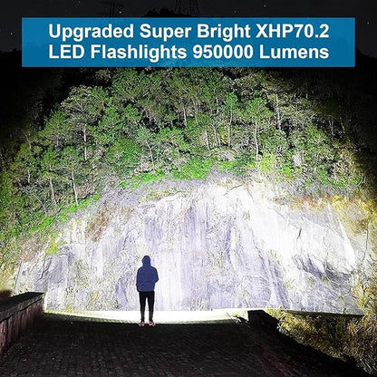 Flashlights LED High Lumens Rechargeable,Brightest 950000 lumens Flash Light, High Power Tactical Flashlight,Handheld Waterproof Flashlights for Emergency Camping Gift