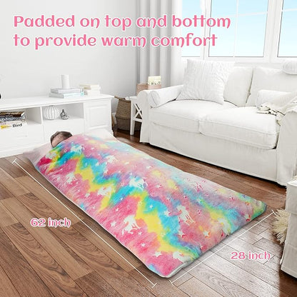 Sleeping Bag for Kids Glow in The Dark Slumber Bag for Girls and Boys Toddler Nap Mats, 62" x 28" Soft and Comfortable for Sleepover, Daycare, Preschool, Kindergarten