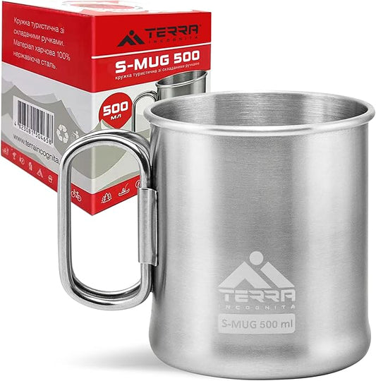 Stainless Steel Camping Mug - Lightweight & Durable Backpacking Cup - BPA-Free Camping Cups Metal for Outdoor Adventures (17 oz)