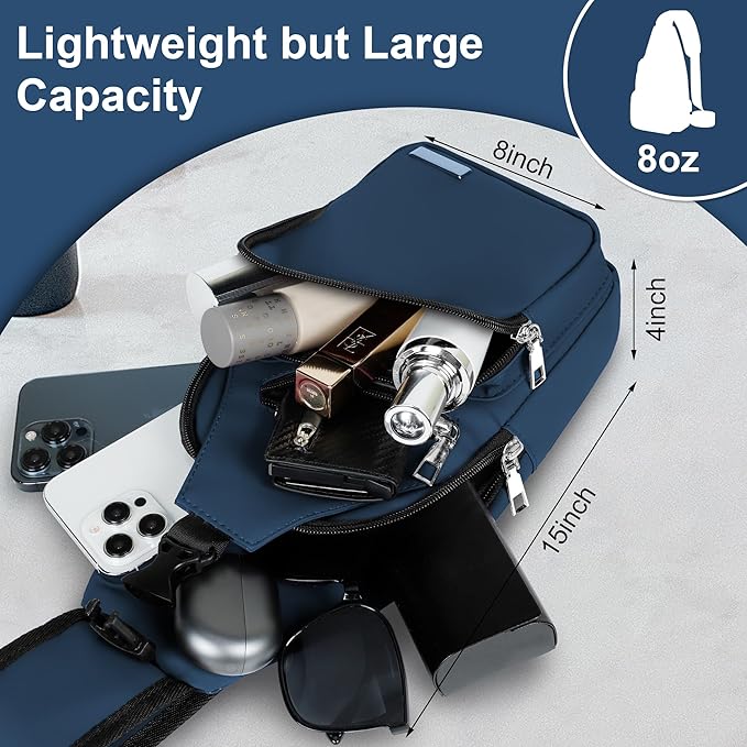 Sling Bag for Women Mens Crossbody Bag, Chest Bag Sling Backpack with USB Charging Port for Walking Hiking