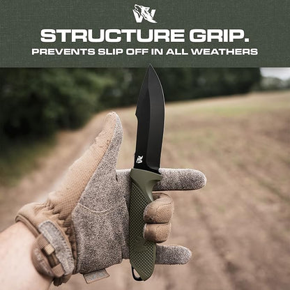 WOLF-I Full Tang Survival Knife with Sheath - Stylish Tactical Fixed Blade Knife - Made of D2 Steel - Bushcraft and Camping Knife Survival - Perfect EDC Outdoor Knife with TPE Handle