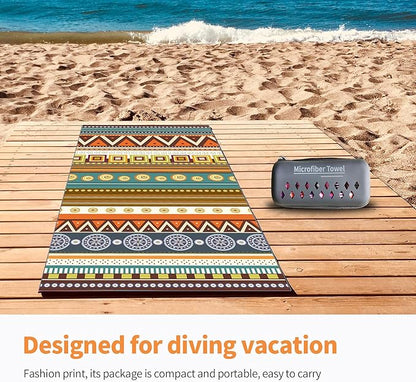 Hiturbo Microfiber Beach Towel-Quick Fast Dry Super Bath Towels Absorbent Lightweight Pool Beach Blanket, Ultra Compact Perfect for Travel Pool Swimming Bath Camping Yoga Gym Sports