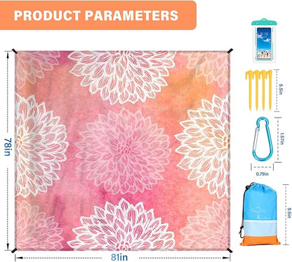 Beach Blanket Oversized Extra Large 78" X 81",Waterproof Sandproof Beach Blanket 1-7 Adults Lightweight Durable for Travel Camping Hiking Picnic
