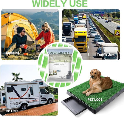 Wenge Portable Toilet Powder, Pee Powder Solidify Body Fluids in 1 Min, Easy to Port Waste Liquid, for Camping Portable Toilet, Solidifies Urine & Diarrhea in Pet Loo