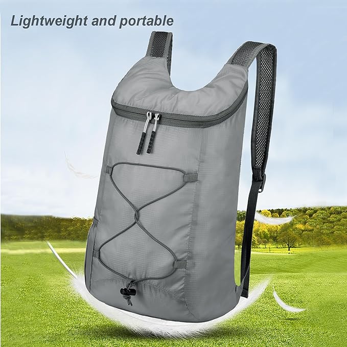 16L Hiking-Daypack Lightweight-Foldable Travel-Backpack Water-Resistant Camping Outdoor Packable Easy Carry-on Bag (Gray)