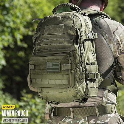 WYNEX Tactical Large Admin Pouch of Double Layer Design, Molle EDC EMT Utility Pouch with Map Sleeve Modular Tool Pouch Large Capacity Flag Patch Included