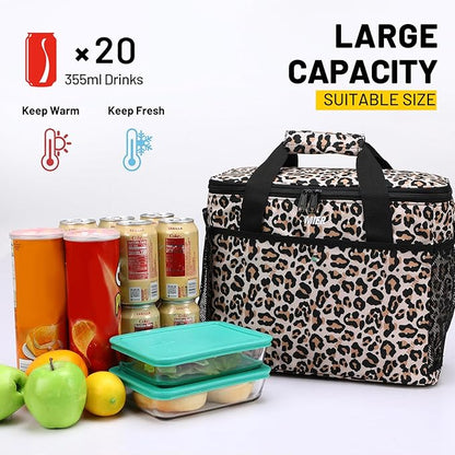 MIER 18L Large Soft Cooler Insulated Picnic Bag for Grocery, Camping, Car, Leopard