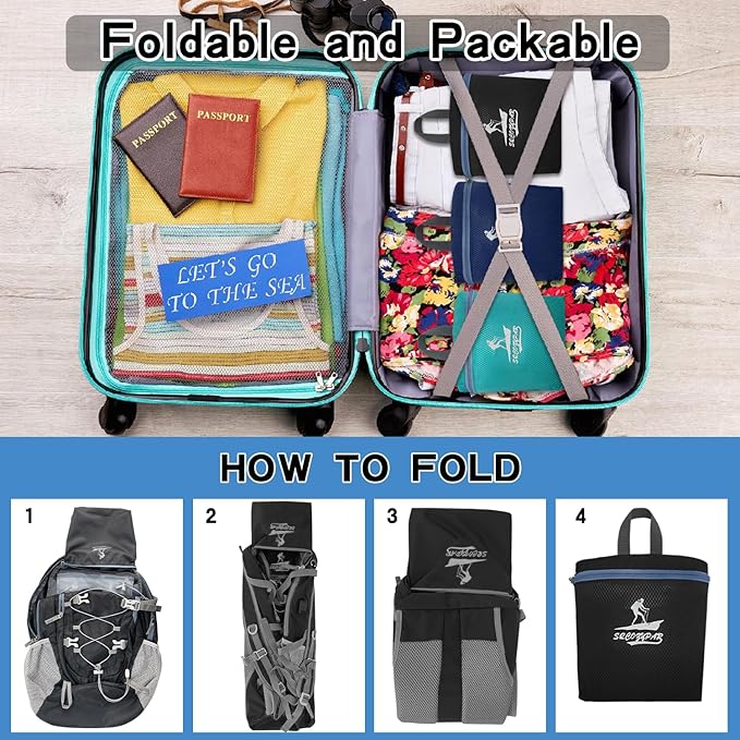 Hiking Backpack Packable 40L Foldable - Lightweight Camping Travel Daypacks Water-resistant Backpacks Outdoor Sports for Men Women (Black)