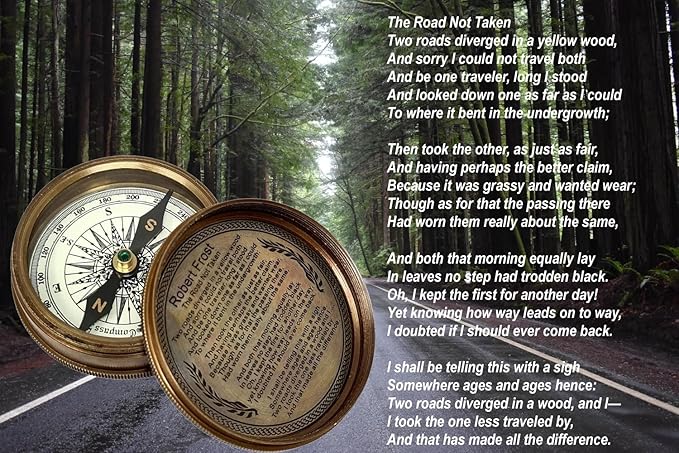 Engraved Brass Compass, Antique Nautical Vintage Directional Magnetic Compass, with Famous Scripture Quote, Baptism Gifts with Leather Case