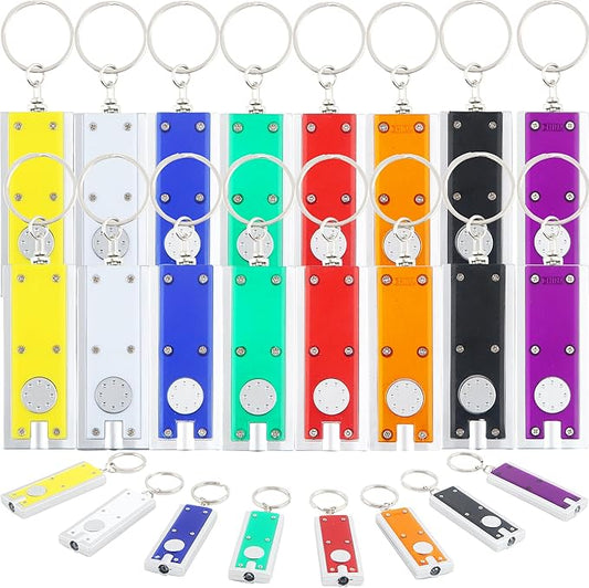 24 Packs Mini Flashlight Keychain Assorted Colors Portable Small LED Lights Flashlight Keychain Ultra Bright Flashlight Key Ring for Camping Hiking Outdoor Activity, 8 Colors