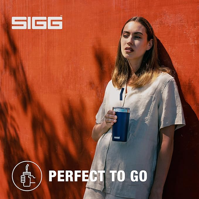 SIGG - Insulated Mug - Travel Mug Helia - With Durable Glass Straw & Cleaning Brush - Leakproof - BPA Free - 18/8 Stainless Steel - 15oz/20oz