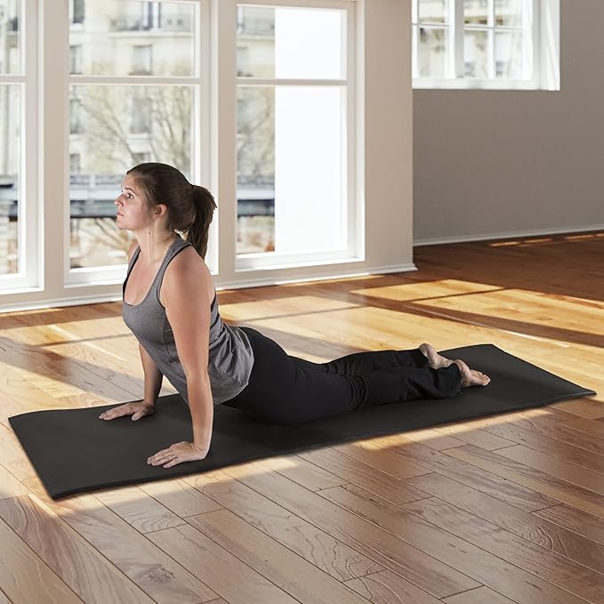 Extra-Thick Yoga Mat - Durable Comfort Non-Slip Foam Workout Mat for Fitness, Pilates, and Floor Exercises with Carrying Strap by Wakeman