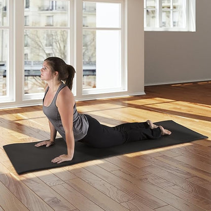 Extra-Thick Yoga Mat - Durable Comfort Non-Slip Foam Workout Mat for Fitness, Pilates, and Floor Exercises with Carrying Strap by Wakeman