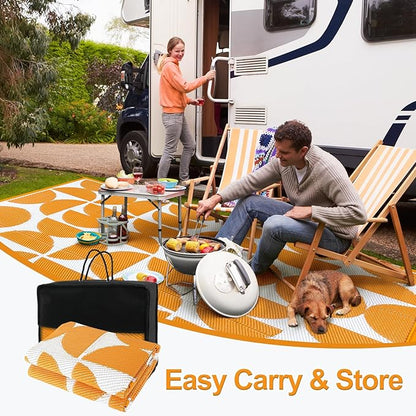 Wonnitar Waterproof Outdoor Rug 5x8, Reversible Plastic Straw RV Rug for Camping, Outside Patio Area Rug, Indoor Outdoor Portable Mat for Picnic Backyard Balcony Deck Decor (Orange,5'x8')