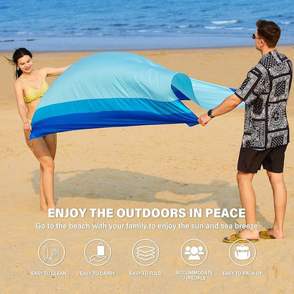 Beach Blanket Oversized Extra Large 78" X 81",Waterproof Sandproof Beach Blanket 1-7 Adults Lightweight Durable for Travel Camping Hiking Picnic