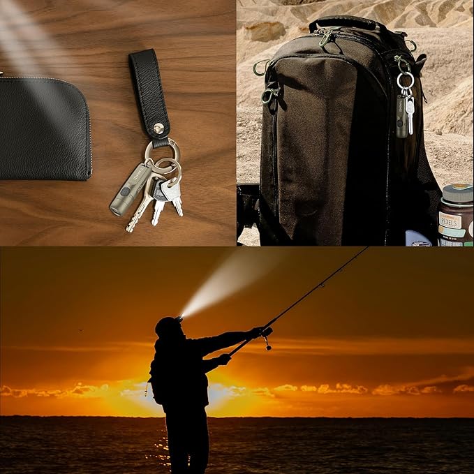S15 Rechargeable Keychain Flashlight,650 High Lumen EDC Flashlight,Super Bright LED Mini Flashlight Be Suitable for Camping, Hiking, Emergency Situations（Khaki 6500K）