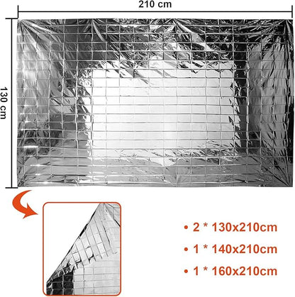 Maitys 4 Pcs Emergency Blankets High Silver Reflective Foil Sheet Heat Foil Protection Rescue Blankets Camping Blanket Hiking Space Blankets and Garden Greenhouse Covering Plant Growth Sheet