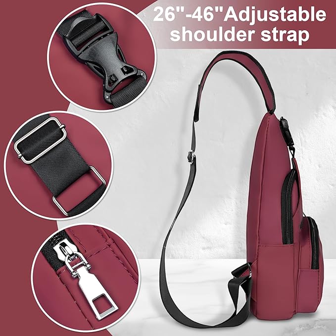 Sling Bag for Women Mens Crossbody Bag, Chest Bag Sling Backpack with USB Charging Port for Walking Hiking