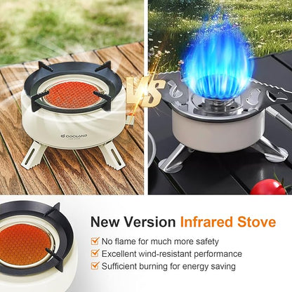 Odoland 4000W Portable Camping Stove Adjustable Infrared Camp Stove Lightweight Propane Backpacking Stove with EVA Box for Outdoor Camping Cooking Hiking and Picnic