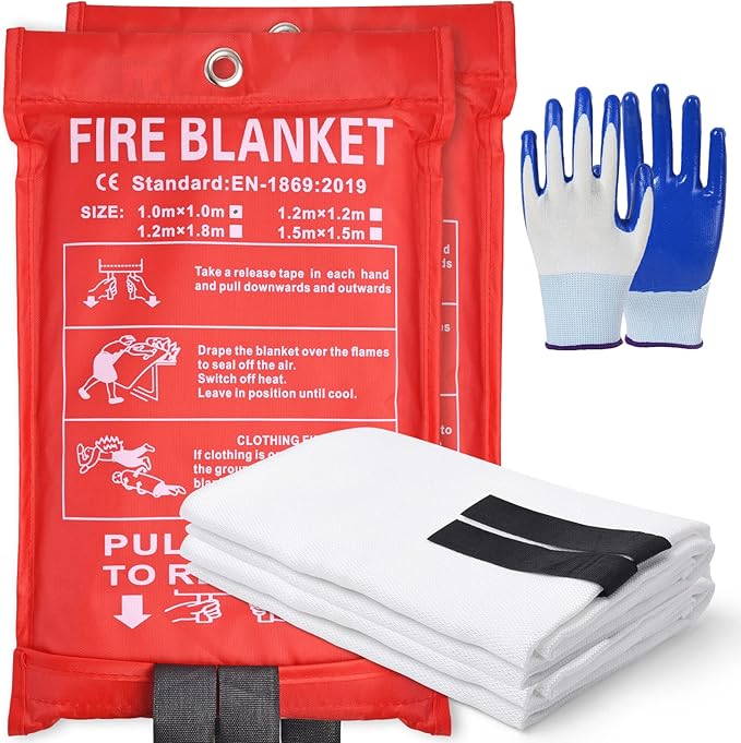 Fire Blanket for Home-Kitchen Retardant - 2 Pack Portable Fire Blanket,Kitchen Fire Blanket to Suppress Grease Fire, Emergency Fire Blanket for Grill,Office Fireproof (39 in X 39 in)