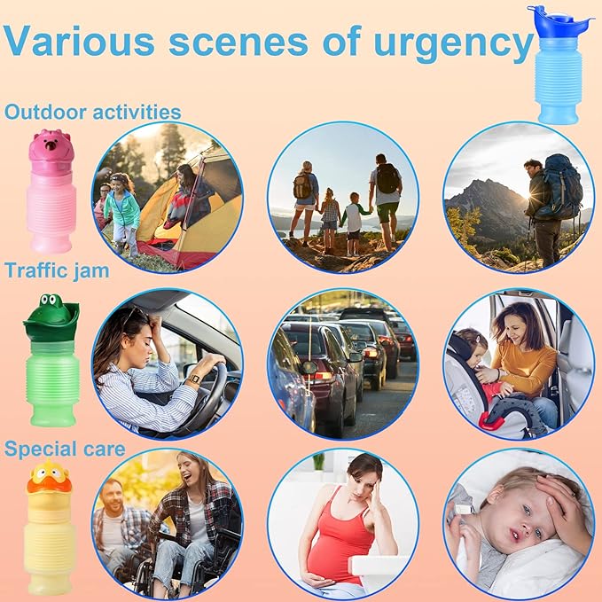 Scalable Emergency Urinal, 750ml Portable Toilet for Car, Portable Mini Outdoor Camping Travel Shrinkable Personal Mobile Toilet Potty Pee Bottle for Kids Adult