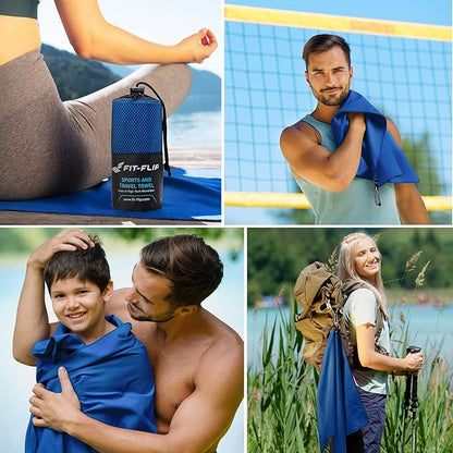 Fit-Flip Travel Towel - Compact & Ultra Soft Microfiber Camping Towel - Quick Dry Towel - Super Absorbent & Lightweight for Sports, Beach, Gym, Backpacking, Hiking and Yoga
