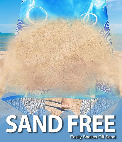 Microfiber Beach Towel – Quick Dry Lightweight Sand Free Oversized Large Towel Accessories Swim Pool Yoga Camping Summer Cruise Ship Essentials Compact Sandproof Gift (Shark Shell Sunset,71" 32")