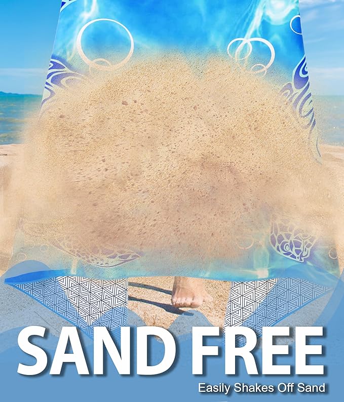 Microfiber Beach Towel – Turtle Bubble Quick Dry Lightweight Sand Free Oversized Large Accessories Travel Must Have Swim Pool Yoga Camping Gear Cruise Ship Cloud Compact Sandproof Item Gift 71''32''