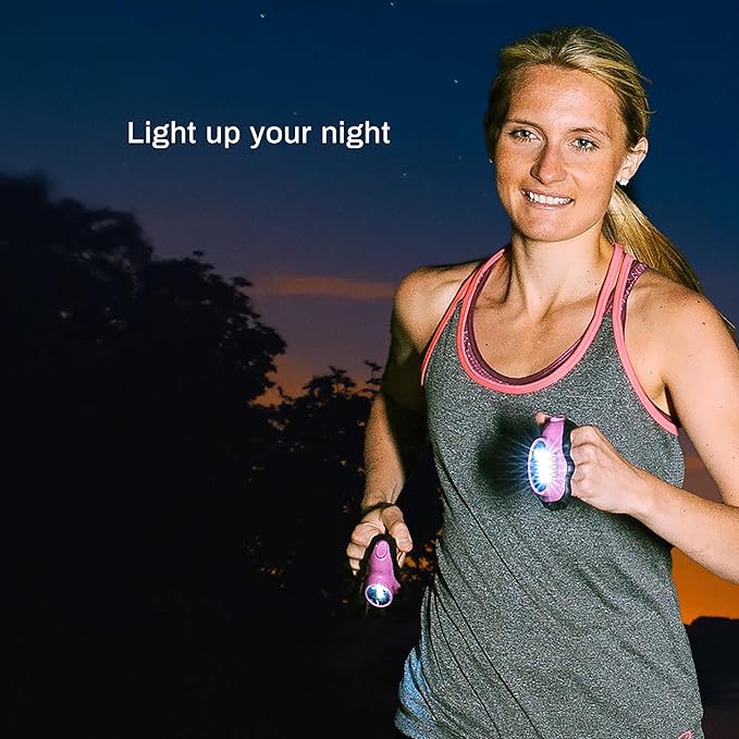 2-Pc Flashlights for Runners and Walkers - Dog Walking Flashlight - Grab and Go Lightweight Night Running Light (Silver)