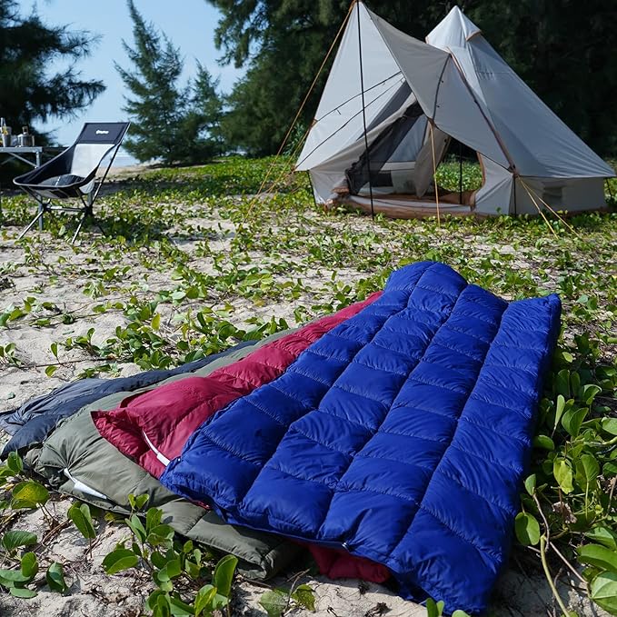 KingCamp Camping Blanket Lightweight, Multifunctional Warm Puffy Outdoor Blanket with Snap Button, Water Repellent, Packable, for Travel, Airplane, Hiking, Picnic