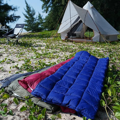 KingCamp Camping Blanket Lightweight, Multifunctional Warm Puffy Outdoor Blanket with Snap Button, Water Repellent, Packable, for Travel, Airplane, Hiking, Picnic