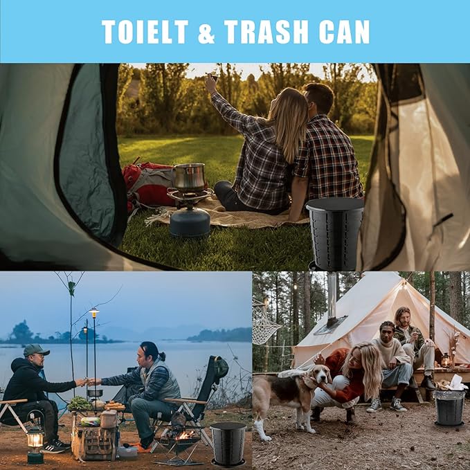 mupera Portable Toilet - Upgrade Foldable Toilet with Waste Bags and Toilet Storage Bag, Multifunctional 8 Gallon Travel Retractable Potty with Lid, for Car RV Boating