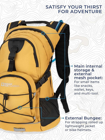 18L Hydration Backpack with 2 Liter Hydro Water Bladder Bag, Lightweight Daypack for Cycling, Hiking, Running, Climbing, for Men Women Kids