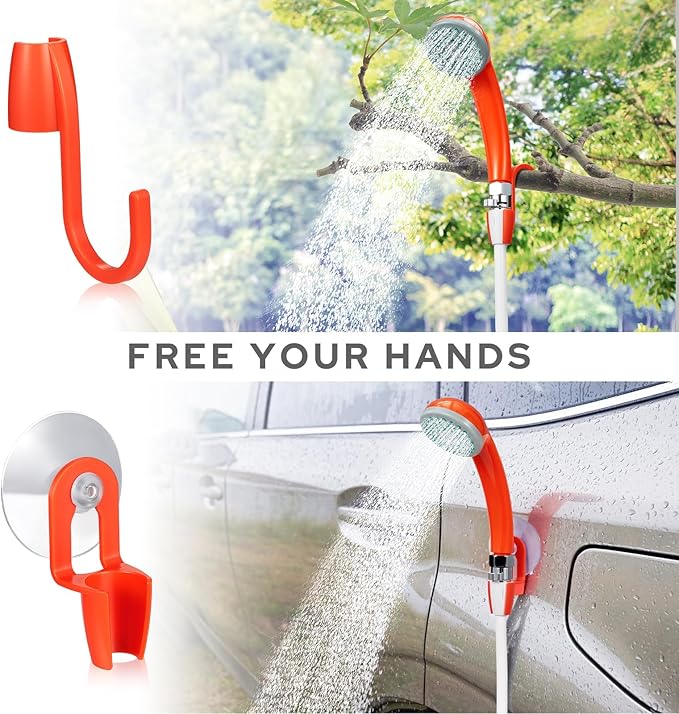 Portable Shower for Camping, Updated Two-Way Power Supply, 4400mAh Electric Camp Shower Pump with LED Camping Light, Outdoor Portable Shower Head Kit for Camping Hiking Traveling