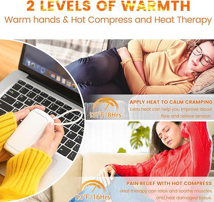 Hand Warmers Rechargeable, 16 Hrs Heating time, 10000mAh 2 in 1 Reusable Electric Portable Pocket Heater Hot Hands, Heat Therapy Great for Raynauds, Camping, Football, Women Men Gifts