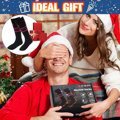 BIBURY Heated Socks for Men Women, Thermostatic Control Battery Powered Heating Socks Up to 8 H, 5000mAh Rechargeable Washable Electric Socks for Outdoor Winter Sports Camping, Skiing, Riding,Hunting