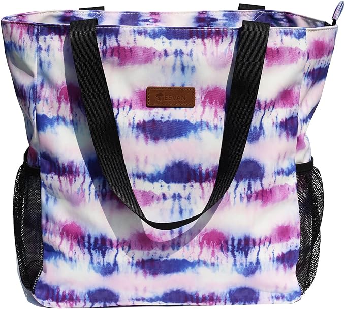 ESVAN Original Floral Water Resistant Large Tote Bag Shoulder Bag for Gym Beach Travel Daily Bags Upgraded