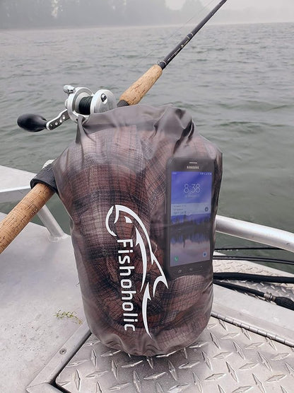Fishoholic Dry Bag - Waterproof Gear Bags - Fail-Safe Snap - Made Tough & Durable for Kayaking Boating Fishing Hiking Camping Paddle Board & Tailgaiting