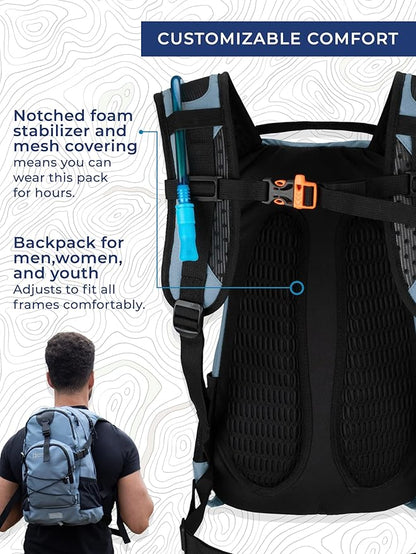 18L Hydration Backpack with 2 Liter Hydro Water Bladder Bag, Lightweight Daypack for Cycling, Hiking, Running, Climbing, for Men Women Kids