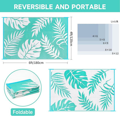 Outdoor Rugs Patio Camping Waterproof - 4x6 Plastic Straw Patio Rug Portable for Campers, Outside RVs Mat, Outdoor Area Carpet for Patios Clearance, Backyard Porch, Balcony, Picnic
