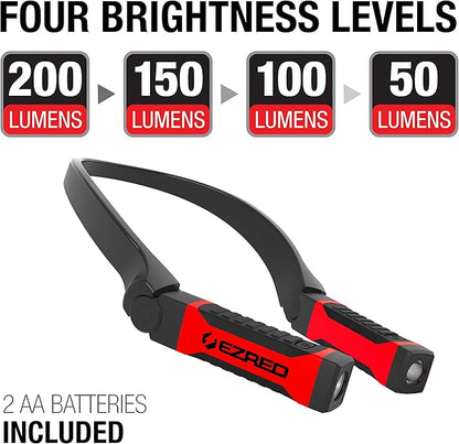 EZRED Bright NK10 ANYWEAR Neck Light for Hands-Free Lighting, Red and black