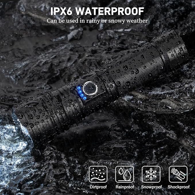 Rechargeable LED Flashlights, 990000 High Lumens Super Bright Flashlights with 5 Modes & 12H Long Runtime, Powerful IPX6 Waterproof Flashlight, Brightest Handheld Flash Light for Home Camping