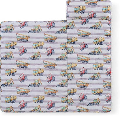 Kids Sleeping Bag Nap Mat with Pillow & Blanket – 3-in-1 Machine Washable Quilted Mat for Toddlers – Portable with Handles – 20" x 50" for Daycare, Preschool, Travel, & Sleepovers