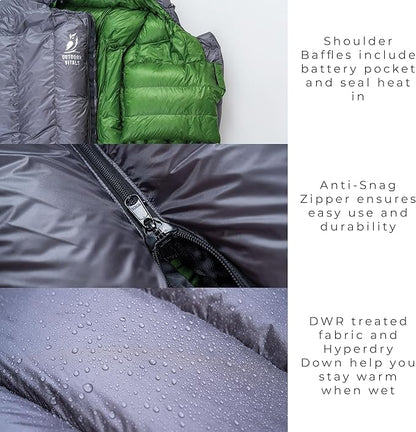 Summit Sleeping Bag 800+ Fill Power Starting Under 2lbs Ultralight Backpacking Mummy Down Sleeping Bag for Lightweight Hiking & Camping