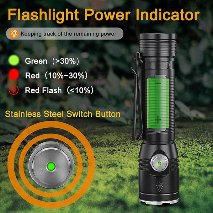 ULTRAFIRE SP67 LED Flashlight Rechargeable,2050 High Lumens Mini Flashlight with Holster,6 Modes,USB-C Waterproof Handheld Small Flash Light for Camping, Outdoor, Emergency