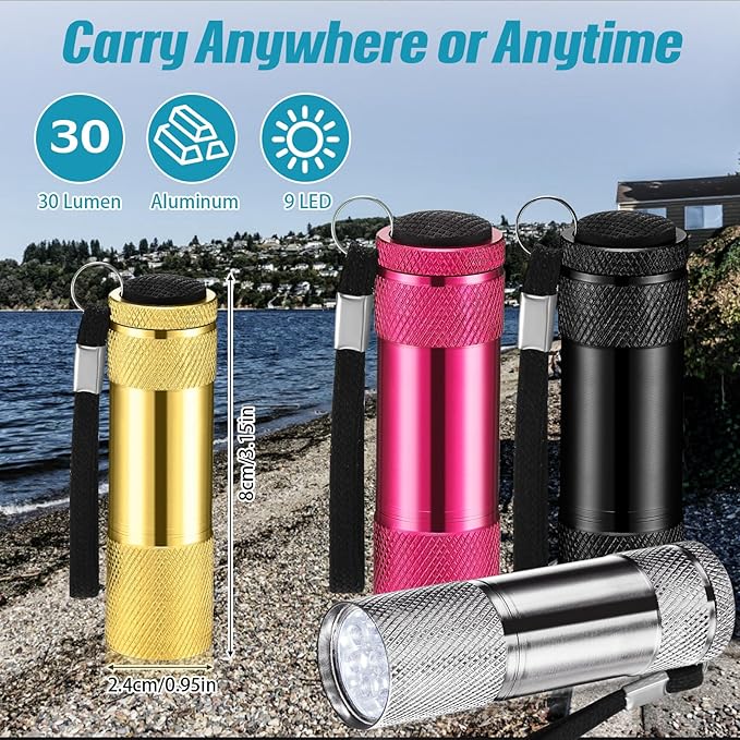 VIHOSE 48 Pcs Mini Flashlights Bulk, Bright Aluminum Handheld Flash Light with Lanyard, Small LED Flashlights for Kids Night Reading Emergency Hurricane Camping Hiking Party Favors(Stylish Color)