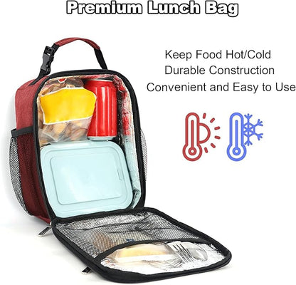 Femuar Lunch Box for Men Women Adults Small Lunch Bag for Office Work Picnic - Reusable Portable Lunchbox, Red