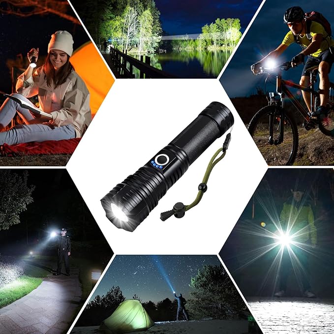 Led Flashlights 990000 Lumen High Lumens Rechargeable 2 Pack, Brightest Flash Light with 5 Modes & 18H Runtime, IPX7 Waterproof, Powerful Handheld Flashlights for Home Camping Hiking